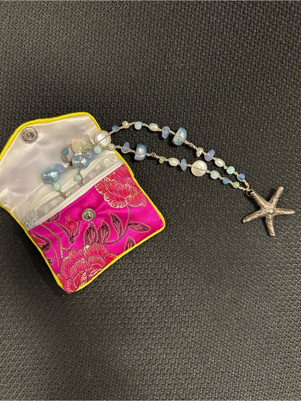 Silver starfish necklace with freshwater pearls